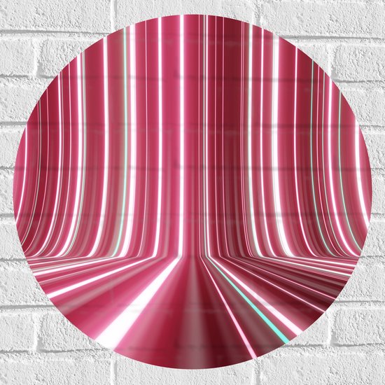 WallClassics - Muursticker Cirkel - Verschillende Tinten Roze in Streeppatroon - 60x60 cm Foto op Muursticker