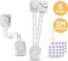 CoolFule® Kinderslot Kastjes - Kast- & Ladebeveiliging - Wit - 6 Stuks met 3M-Plakstickers Cadeau