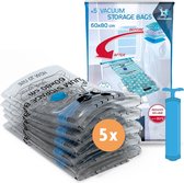 LaundrySpecialist Vacuumzakken Dekbedden & Kleding - 5 stuks / maat XL - Vacumeerzakken tot 80% plaatsbesparend - Incl gratis handpomp