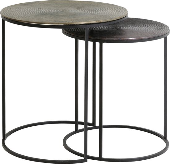 Light & Living - Table d'appoint - Talca - 49x49x50,5cm - Métal - Bronze - Set de 2