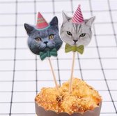 Akyol - katten prikkers – katten cocktailprikkers -verjaardag prikker - - poes - cup cake katten - prikker kat - Dieren- 10 stuks - cake - taart - verjaardag cup cake topper katten - cocktail prikker - cocktailprikker kat – dier -verjaardag toppe
