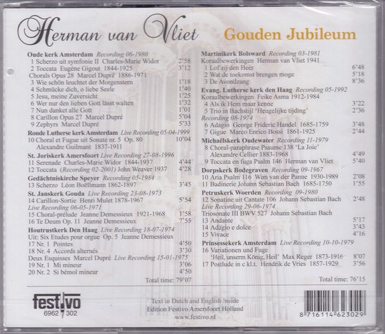 Lijst met liederen op de CD Gouden Jubileum van Herman van Vliet.