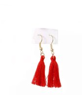 Akyol - Kerst oorbellen – kwast oorbellen – rood - bohemian oorbellen - festival oorhangers - festival oorbellen oorbellen kerst - kerst accessoires – kerst – kerstmis – Christmas - oud en nieuw – kerst accessoire – kerst – feestdagen