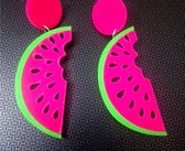Akyol - watermeloen oorbellen – roze -Cadeau -oorbellen - leuke watermeloen oorbellen - Sieraad- fruit oorbellen - roze oorbel