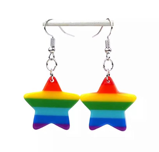 Akyol - Pride Oorbellen – pride ster oorbellen - regenboog oorbellen - Regenboog - sterren - Oorbellen - Gay - lesbian - trans - cadeau - kado - geschenk - gift - verjaardag - feestdag - verassing - respect - equality - gelijk - lgbt – bi