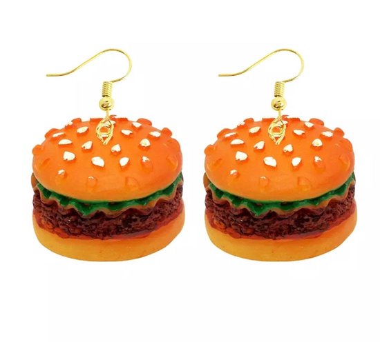Akyol - Hamburger oorbellen - Hamburger oorhangers -Cadeau - sieraad - burger - Food oorbellen - eten - Hamburger - Sieraad - oorbel - oorhangers – cadeau-carnaval - gift