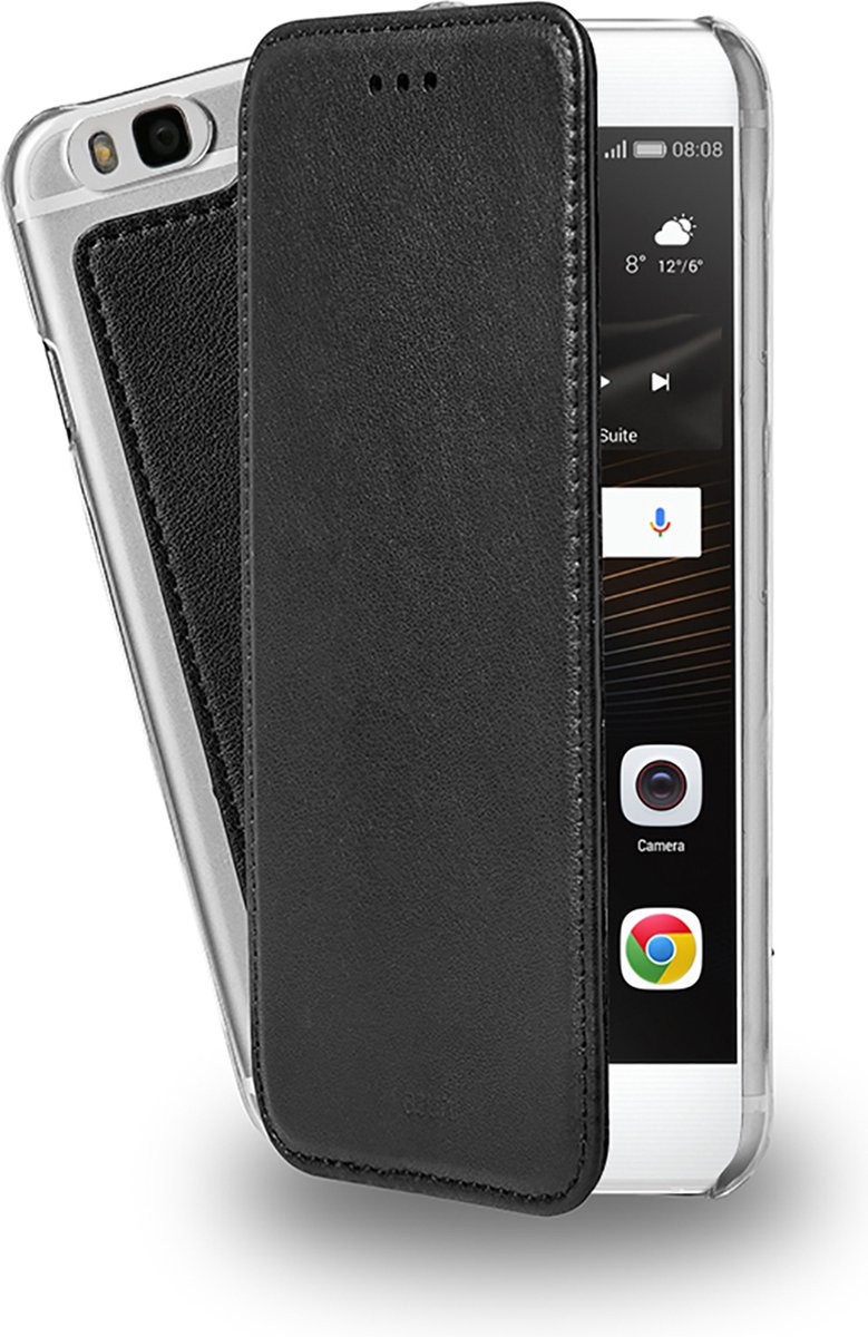 Azuri booklet transparant backcover & magnetische sluiting - zwart - Huawei P9 Lite