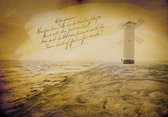 Fotobehang - Vlies Behang - Oude Windmolen aan Zee - Retro - Vintage - 254 x 184 cm