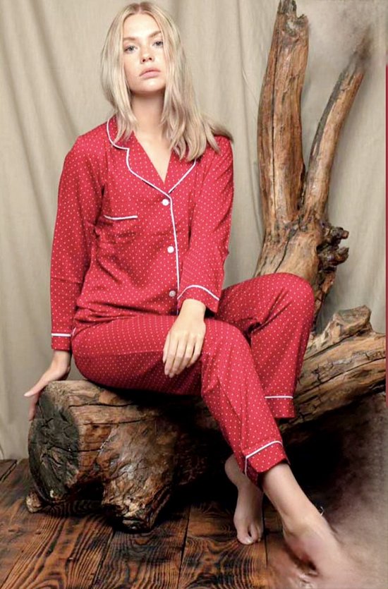Dames Pyjama Set Sara / Rood / maat XL
