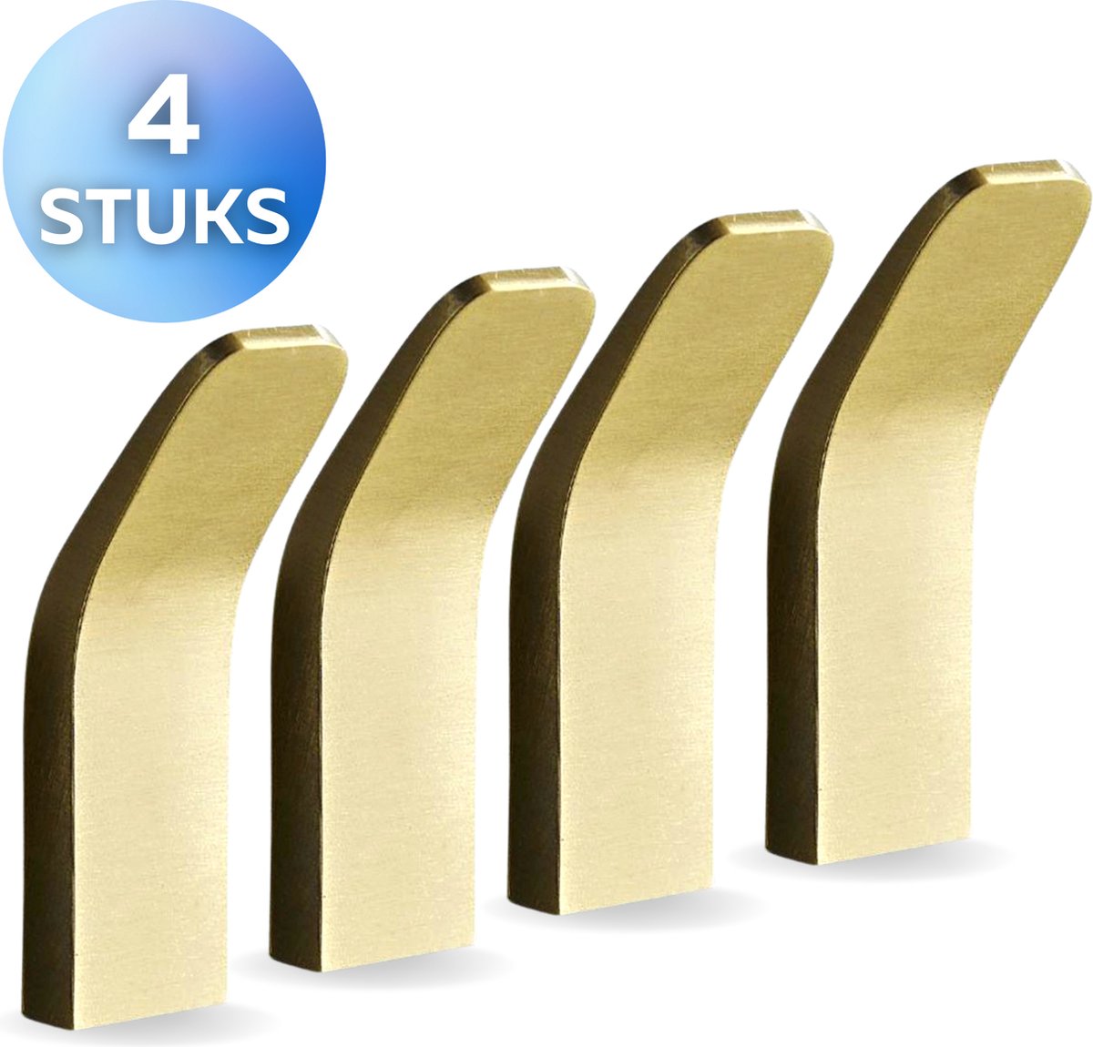 Ragnal Handdoekhaakjes Zelfklevend - Goud - set van 4 - Handdoekhouder- Handdoekhaak - haken – Wandhaken - Ophanghaak - Badkamer - 3M plakstrip of Lijm - RVS