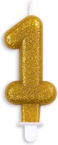 Cijferkaars Goud 1 Jaar - Kaars 1 Jaar - Kaars Cijfer 1 - Kaarsje 1 Jaar - Gouden Kaars Taart / Cupcake 1 Jaar - Ook voor leeftijden: 10 / 11 / 12 / 13 / 14 / 15 / 16 / 17 / 18 / 19 / 21 / 31 / 41 / 51 / 61 / 71 / 81 / 91 - Glitter Goud