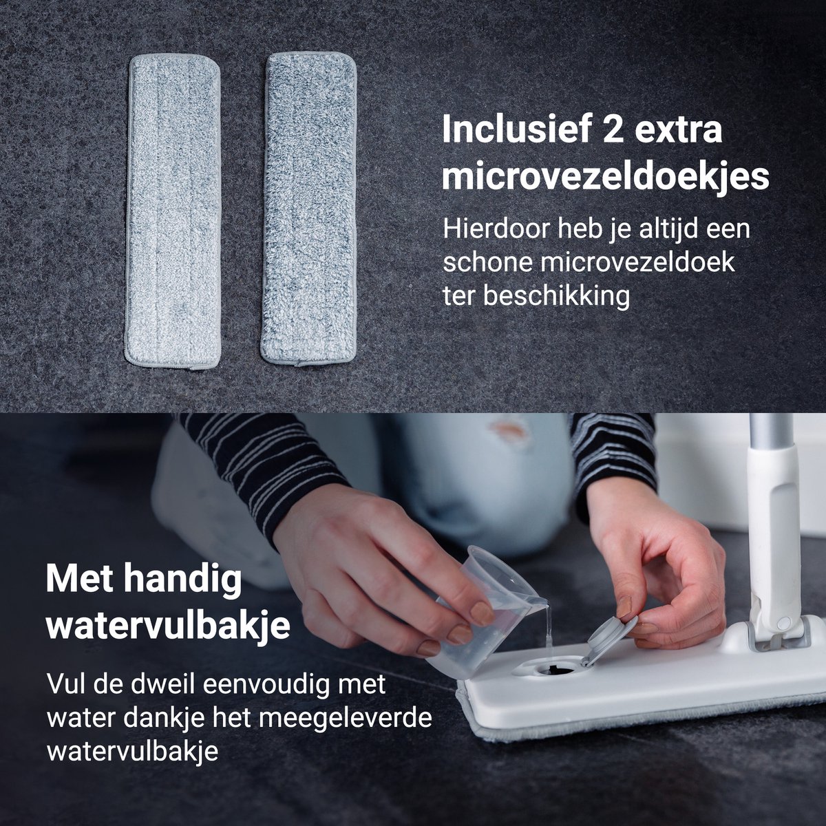 Techweise 4-in-1 Dweilsysteem met Spray en Opvouwbare Emmer met 2 Extra Microvezel Dweilen - Dweilset met Sprayfunctie - Vloerwisser - Dweil Mop - Dweilmop met Wringer thumbnail 7