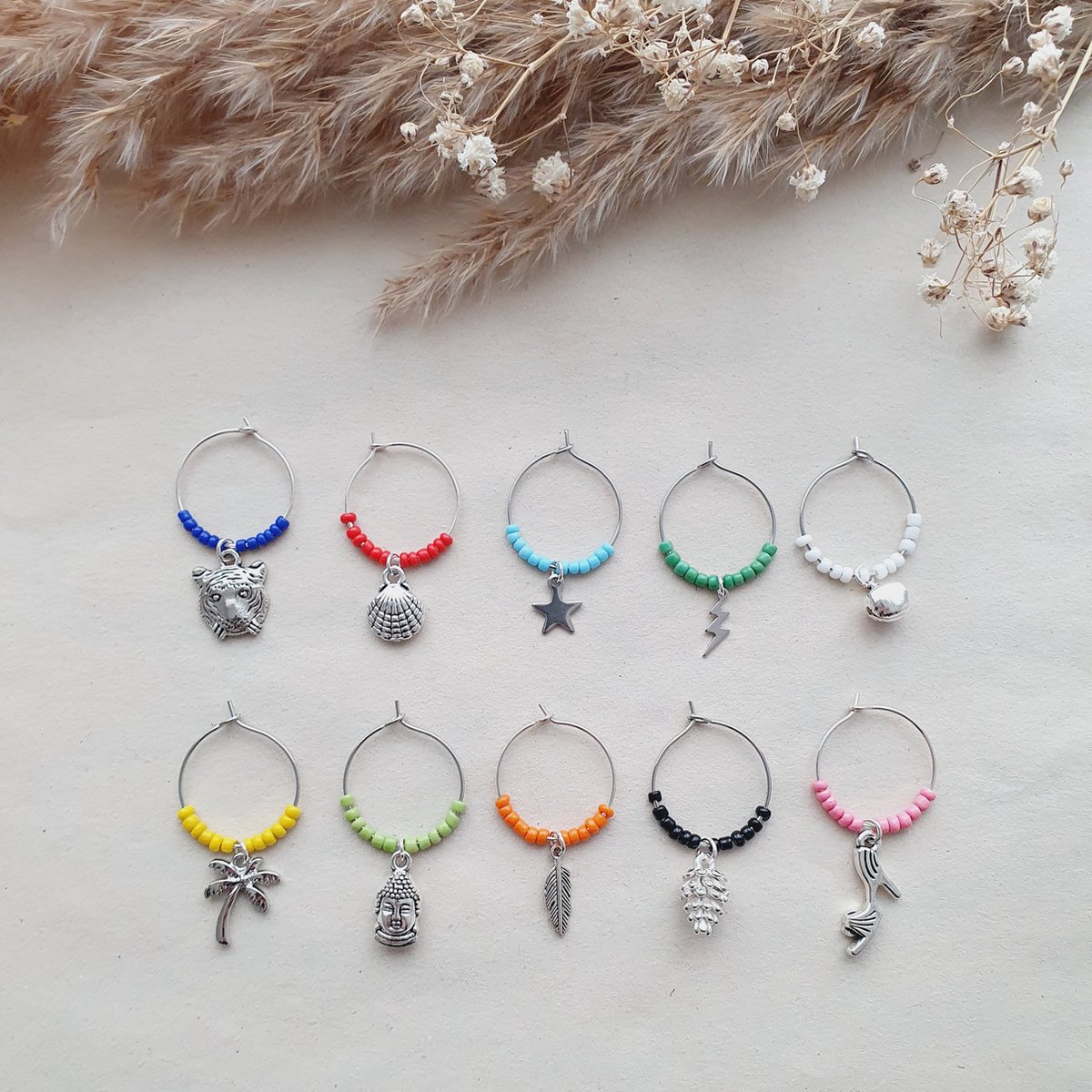Herken je wijnglas - glasmarker - Mixed silver - wijnglasringen - zilver - moederdag