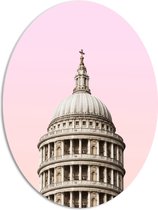 PVC Schuimplaat Ovaal - St Paul's Cathedral - met roze Lucht - 51x68 cm Foto op Ovaal (Met Ophangsysteem)