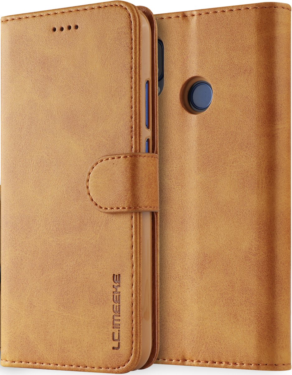 Bookcase Geschikt voor Huawei P20 Lite - Bruin - Pasjeshouder - Portemonnee Hoesje