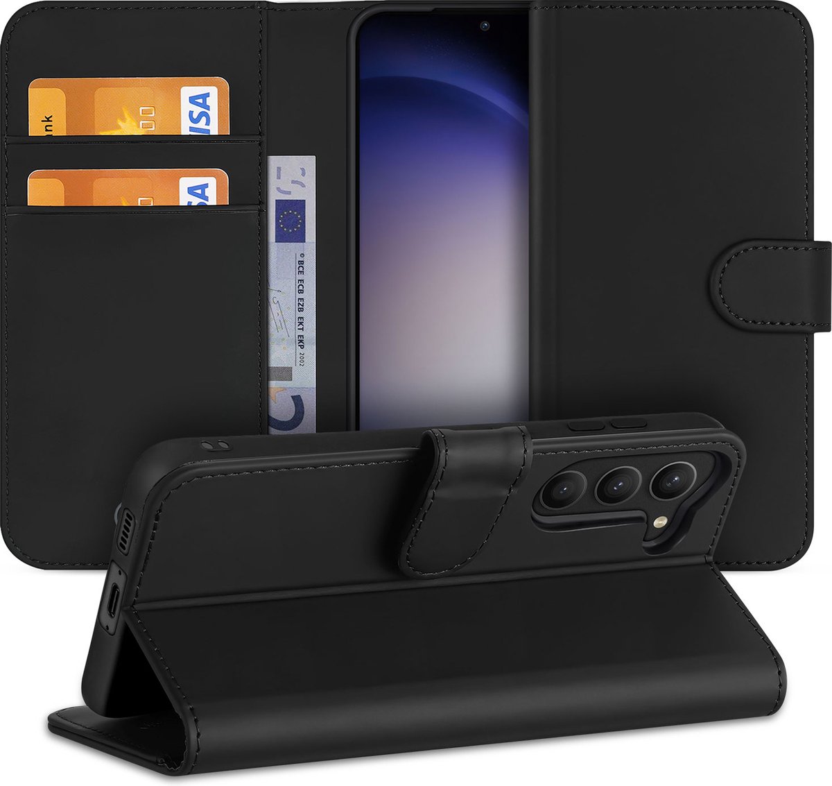 Book Cover Hoesje voor de Samsung Galaxy S23 Zwart met Pasjeshouder