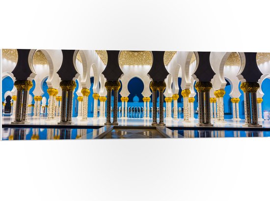 PVC Schuimplaat- Prachtig Versierde Binnenkant van Sjeik Zayed Moskee in Abu Dhabi - 120x40 cm Foto op PVC Schuimplaat