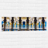 Muursticker - Prachtig Versierde Binnenkant van Sjeik Zayed Moskee in Abu Dhabi - 90x30 cm Foto op Muursticker