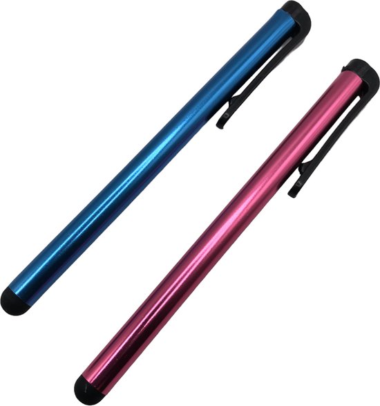 Tablet & Telefoon Stift / Robuuste Touchpen / Touchstift / Touch / Touchscreen Pen 2 stuks - Blauw/Roze — afbeelding 3