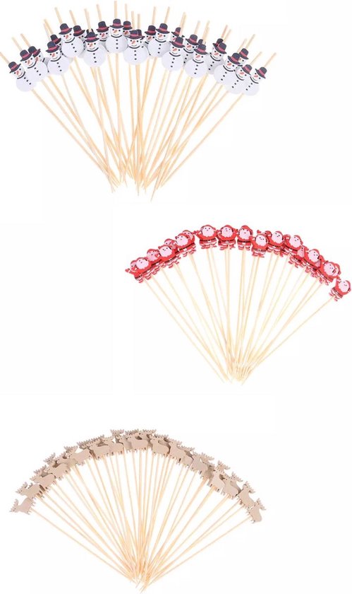 Akyol - 20 x kerst partyprikkers – kerst versiering - Christmas prikkers - versiering op tafel - cocktailprikkers - party prikkers - Feestje – Verjaardag - prikkers voor een feestje - cocktailprikkers - Feest prikkers - cocktailprikkers - 20 stuk