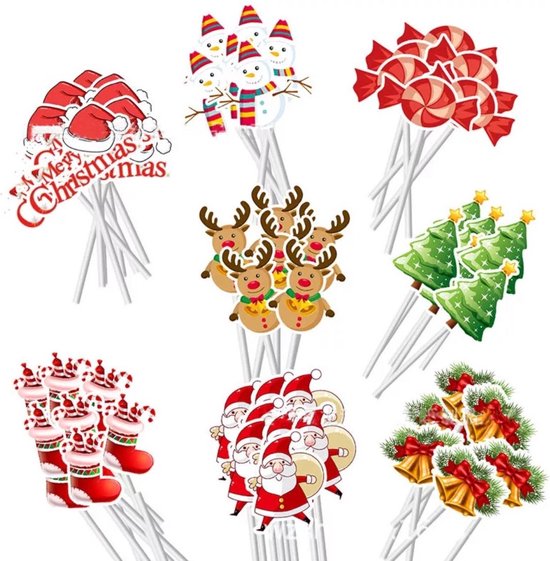 Akyol - 10 x kerst partyprikkers – kerst versiering - kerst decoratie - cocktailprikker kerst - versiering op tafel - cocktailprikkers - party prikkers - Feestje – merry christmas- kerstman prikker -cocktailprikkers - Feest prikkers-cocktailprikk