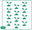 Groen icoon met 12 planten, voor 1 vierkante meter.