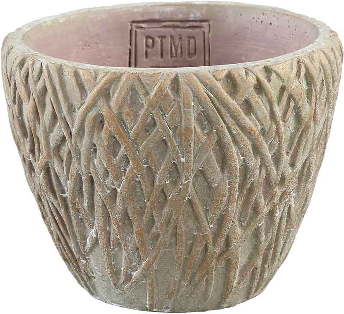 PTMD Eline Ronde Bloempot - H11 x Ø14 cm - Cement - Geel