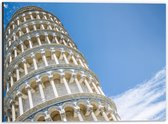 Dibond - Toren van Pisa vanaf onder - Italië - 40x30 cm Foto op Aluminium (Wanddecoratie van metaal)