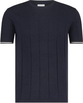 State of Art - Knitted T-Shirt Navy - Heren - Maat XL - Modern-fit