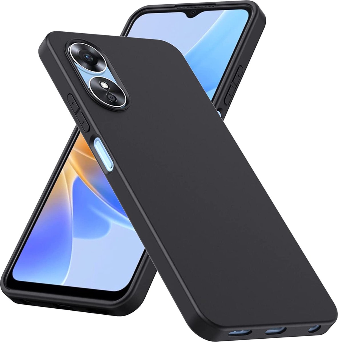 Siliconen back cover case - Geschikt voor OPPO A17 - TPU hoesje zwart