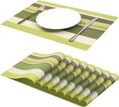 Set van 8 placemats veeg schoon antislip vinyl PVC hittebestendige placemats voor keukentafel 30 * 45cm groen