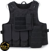 Alta-X - Professional Tactical Vest Army - Accessoires de vêtements pour bébé Vêtements Airsoft - Paintball - Gilet de protection - Plein air - Army - Zwart