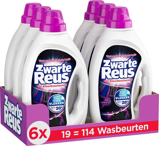 Zwarte Reus Gel - Vloeibaar Wasmiddel - Voordeelverpakking - 6 x 19 Wasbeurten