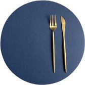 placemats, afwasbaar, tweekleurig leer, kunstleer, placemat, waterdicht, lederlook, voor thuis, keuken, restaurant en hotel, 32 cm (blauw + grijs, 6 stuks)