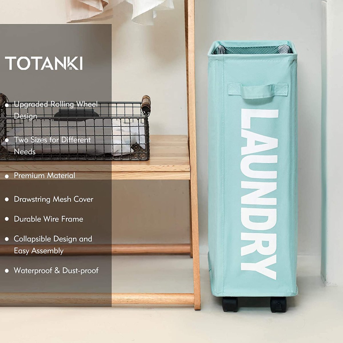 TOTANKI Grote wasmand van katoenen touw, 40 cm (D) x 50 cm (h