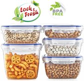 Lock & Fresh - ensemble de récipients pour aliments frais - carré - 600ml - 1500ml - 3750ml