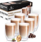 RoyalGoods® Dubbelwandige Glazen – Koffieglazen - Theeglazen – 450ML – 6 Stuks – Cappuccino Glazen - Latte Macchiato Glazen