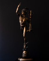 Hermes beeldje - Thuis decoratie - Hoog gedetailleerd - 37,5 centimeter hoog - brons coating - Mercurius beeldje