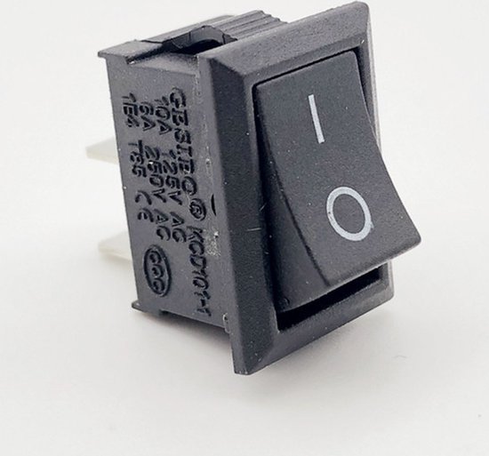 KCD1-101 Mini Interrupteur À Bascule Rectangle On/Off - 6A 250V AC - 10A  125V AC - Zwart