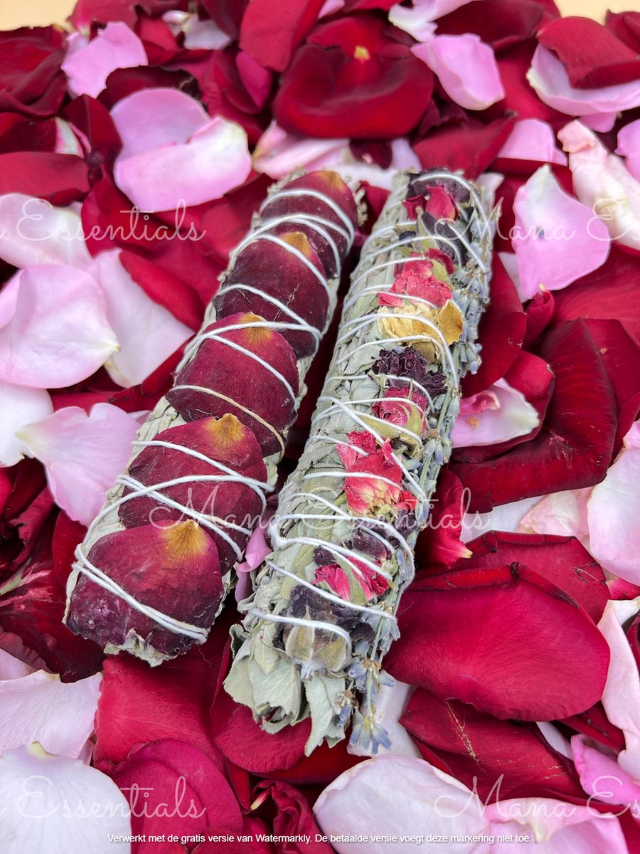 Smudge sticks - Witte Salie Rosepedals + Flower