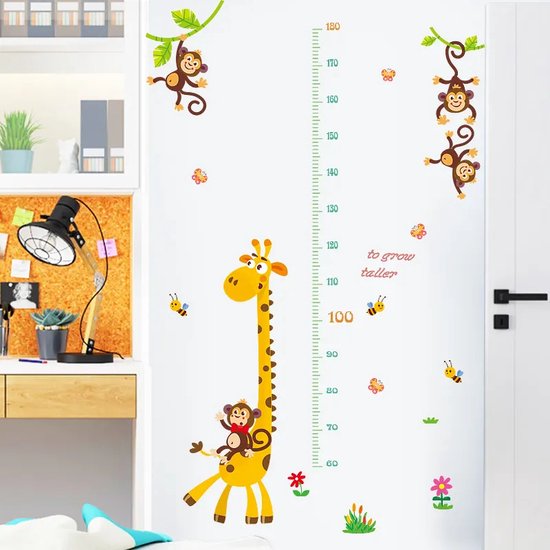 Kinderkamer Stickers - Giraf met meetlat - Babykamer - Stickers Kinderen - Muurstickers kinderkamer - Stickervellen