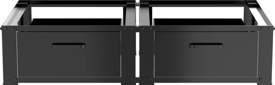 Vonia Wasmachine verhoger - Dubbel - Wasmachine en Droger Verhoger - Wasmachine Verhoger met Lade - Wasmachine kast - Wasmachine ombouw - Zwart