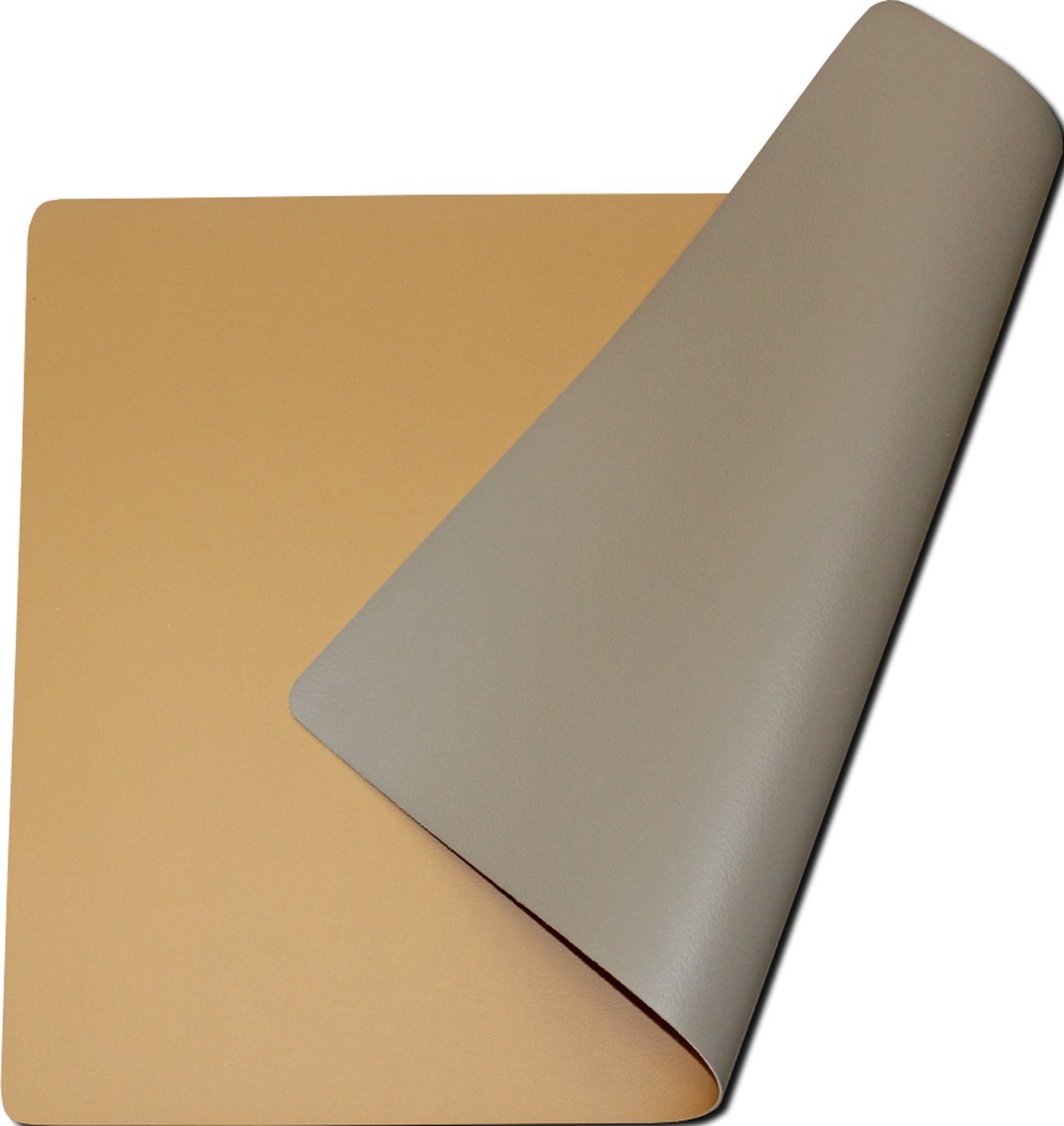 Placemats lederlook | Set van 4 | Dubbelzijdig Desert & Taupe | 30x43cm | Afwasbaar Kunstleer Leer Leder Kunststof