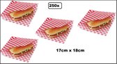 250x Snack bag papier blanc/rouge 17x18cm - hamburger bag hip sandwich festival theme party festival carnaval