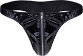 Slip Homme avec Fermeture Éclair - Look Latex - String Zwart - Design Sexy - Taille Unique - String Homme - Sous-vêtements Taille L