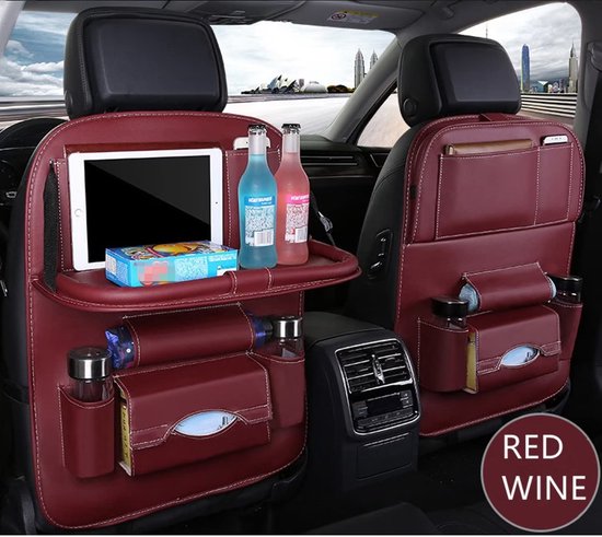 Autostoel Organizer - Carseat Organiser - Auto Stoel Organizer - Tablet houder - Auto Tafeltje - Auto Organizer - Beker houder - Paraplu Houder - Tissue doos houder - Rood van Merkloos — afbeelding 3