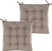 Anna's collection Stoelkussen gewatteerd - 2x - taupe - 38 x 38 cm - binnen/buiten