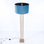 Lampadaire carré avec abat-jour en velours Roma | 1 lumière | bleu / marron / bronze | métal / tissu | Ø 45 cm | 165 cm de hauteur | lampadaire / lampadaire | design moderne / attrayant / classique