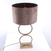 Tafellamp capri 2 ringen | 1 lichts | brons / bruin | metaal / stof | Ø 40 cm | 82 cm hoog | tafellamp | modern / sfeervol / klassiek design