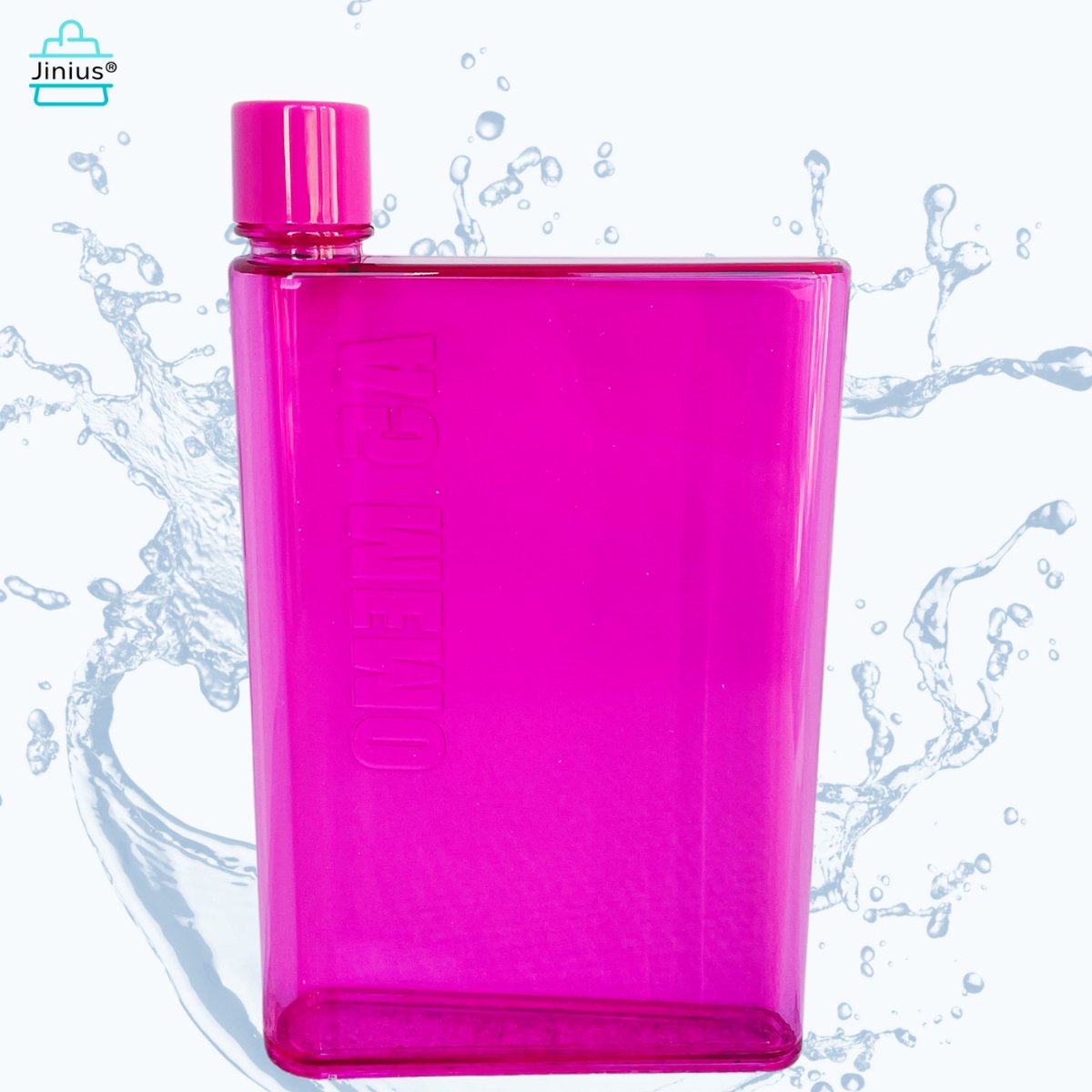 Waterfles Plat – Roze – Minimalistisch Uiterlijk - Gemakkelijk Mee te Nemen - Inhoud 0,5 liter – 20 x 14,8 cm